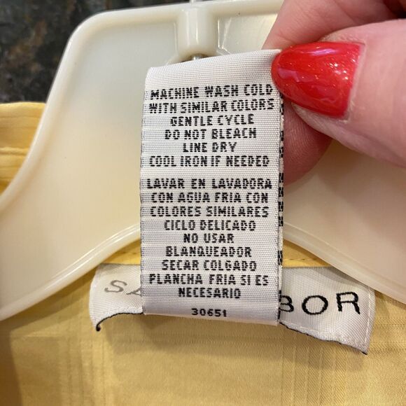 Sag Harbor 3/4 Sleeve Blouse Zip Front Yellow Cotton Spandex Preppy Size 14 - Picture 9 of 9